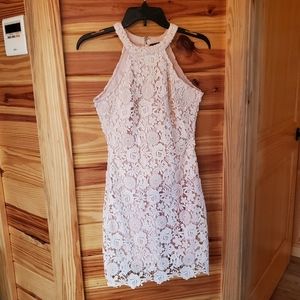 Lulu's Pink Lace Mini Dress